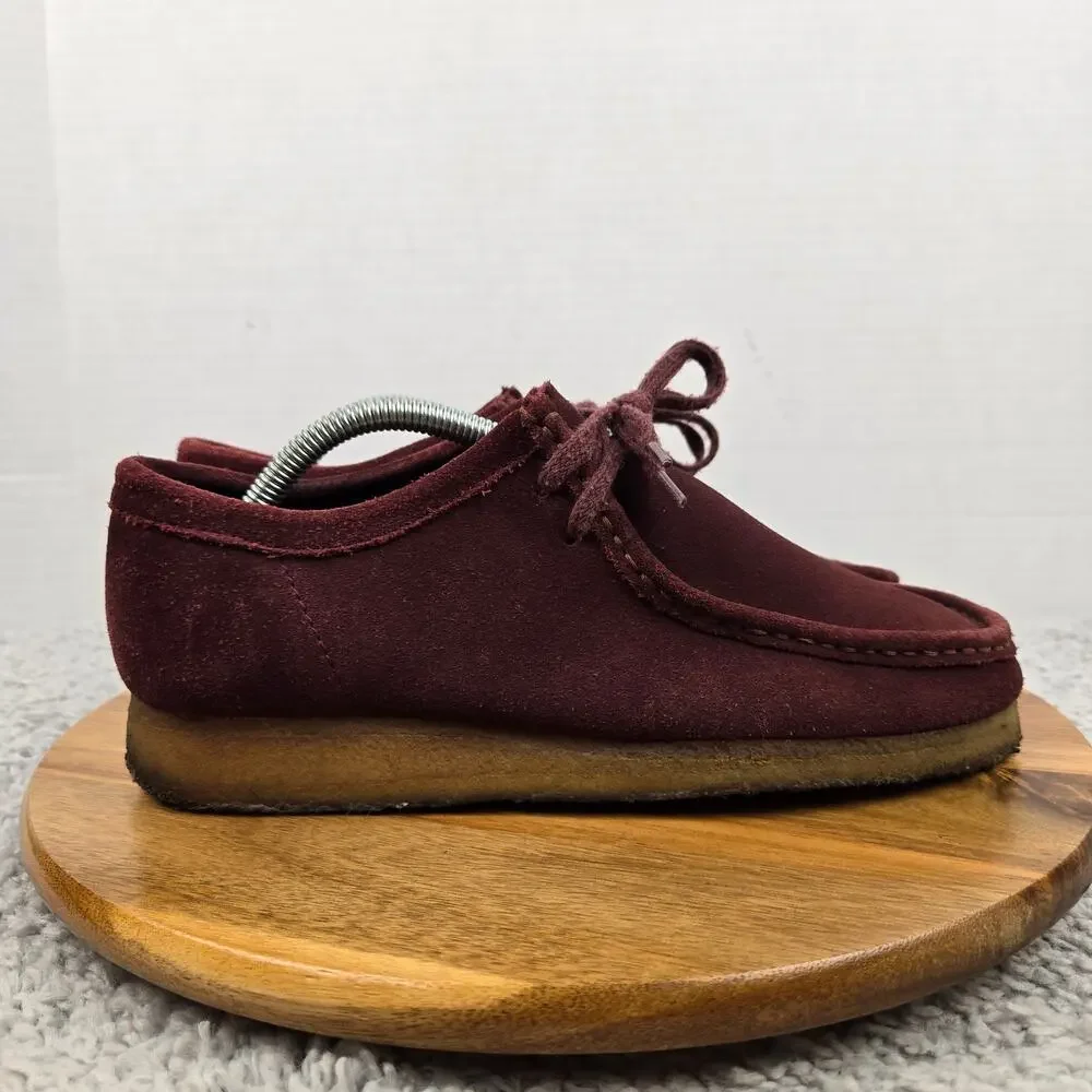 Clarks Original Mens 8M Wallabee Burgundy Suede Casual Lifestyle Chukka Boots